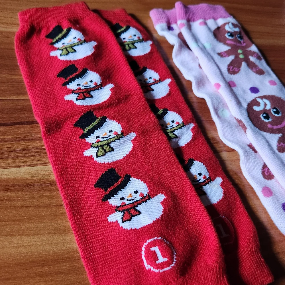 Kids Holiday Snowman and Gingerbread Leg Warmers